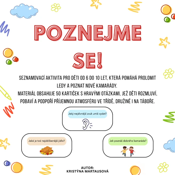 🌟 POZNEJME SE – seznamovací kartičky pro děti 🌟