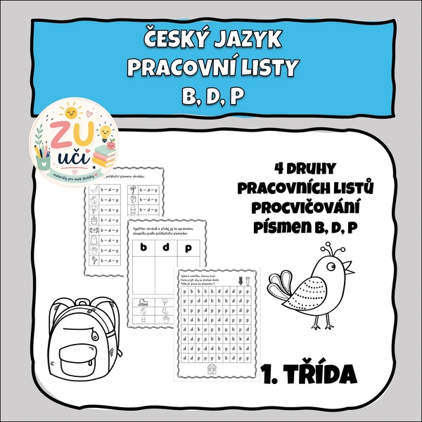 Pracovní listy na procvičování písmen b, d, p