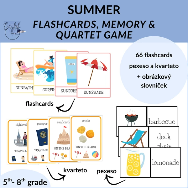 Summer - flashcards, memory & quartet game