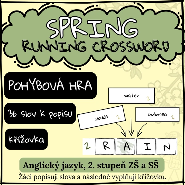 Spring RUNNING CROSSWORD | Anglická běhací křížovka pro 2. stupeň ZŠ