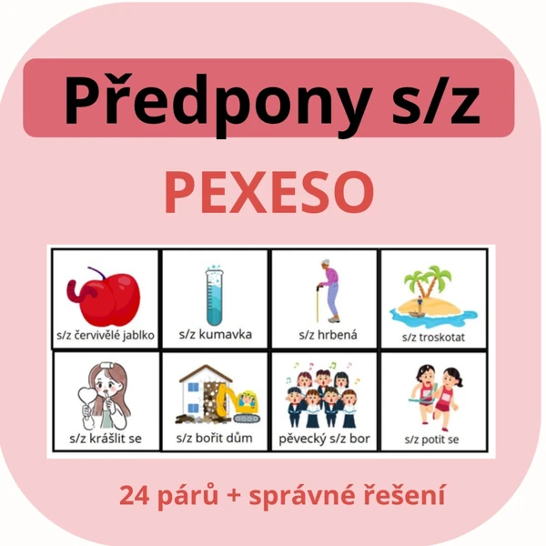Pexeso- procvičujeme předpony s/z