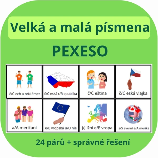 Pexeso- procvičování psaní velkých a malých písmen