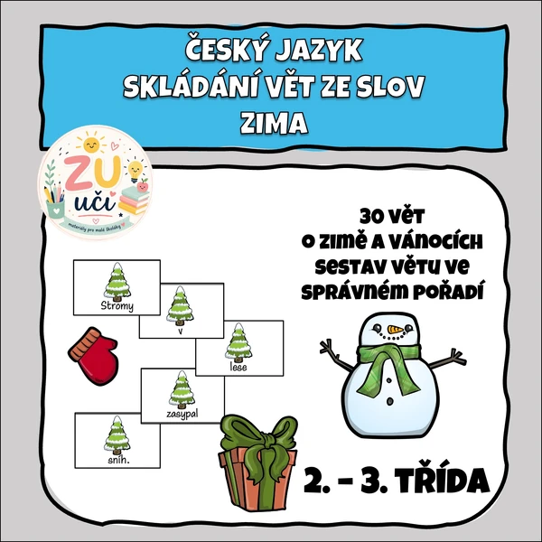 Skládání vět ze slov - Zima, Vánoce