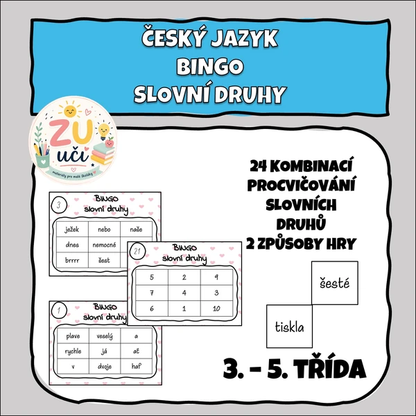 Češtinářské bingo - Slovní druhy