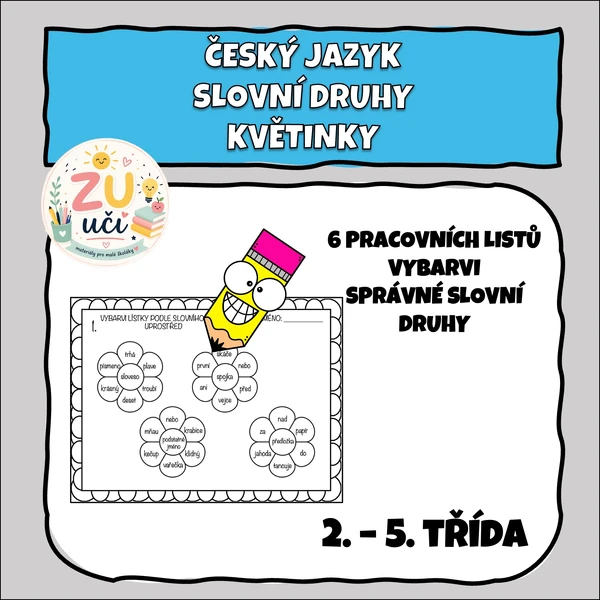Procvičování slovních druhů - Květinky
