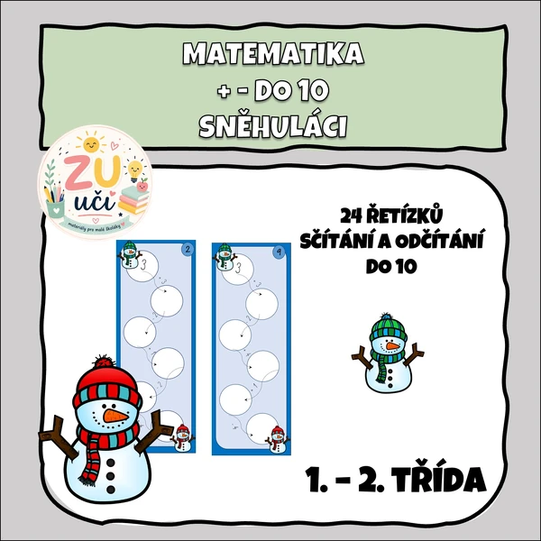 Matematické řetízky - Sčítání a odčítání do 10, Sněhuláčci