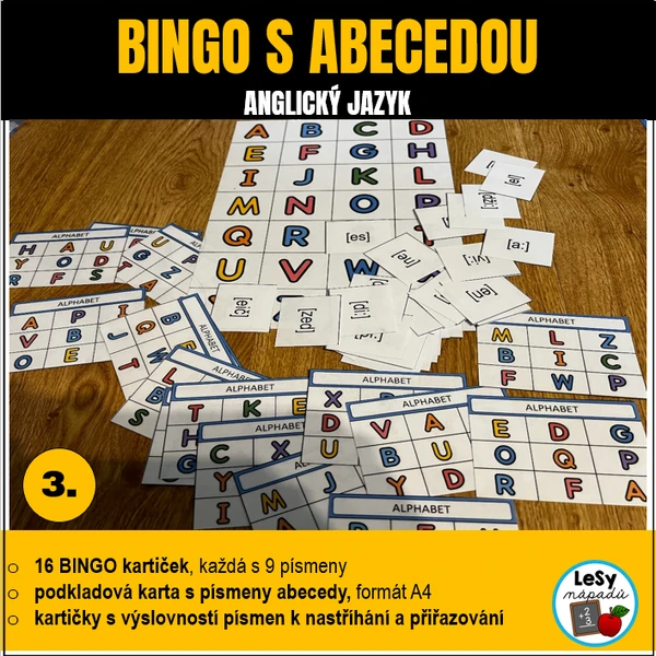 AJ - abeceda, bingo a přiřazovací kartičky