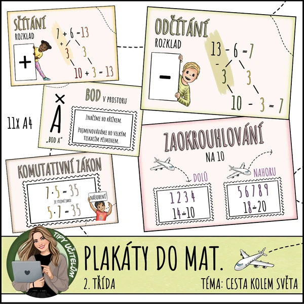 Plakáty do matematiky - 2. třída - téma cestování