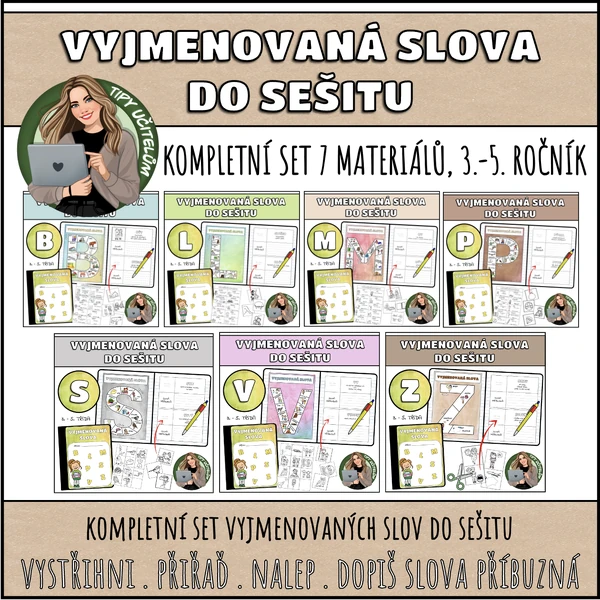 Vyjmenovaná slova do sešitu - kompletní set