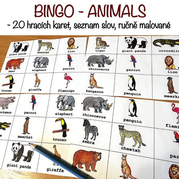 Bingo - ANIMALS (ručně malované)