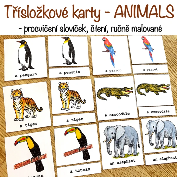 Třísložkové karty - Wild Animals