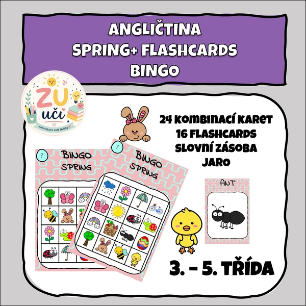 Bingo - spring, jaro + flashcards