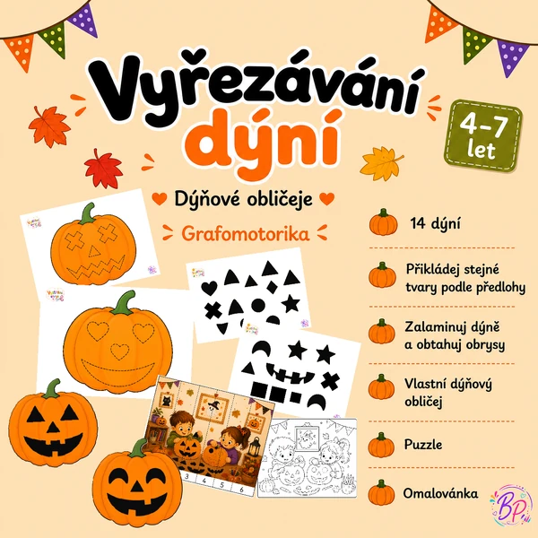 Vyřezávání dýní - dýňové obličeje, grafomotorika