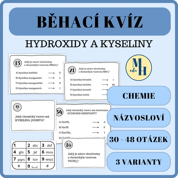 Běhací kvíz - Hydroxidy a kyseliny