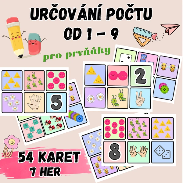 7 her, Určování počtu od 1 - 9, pro prvňáky