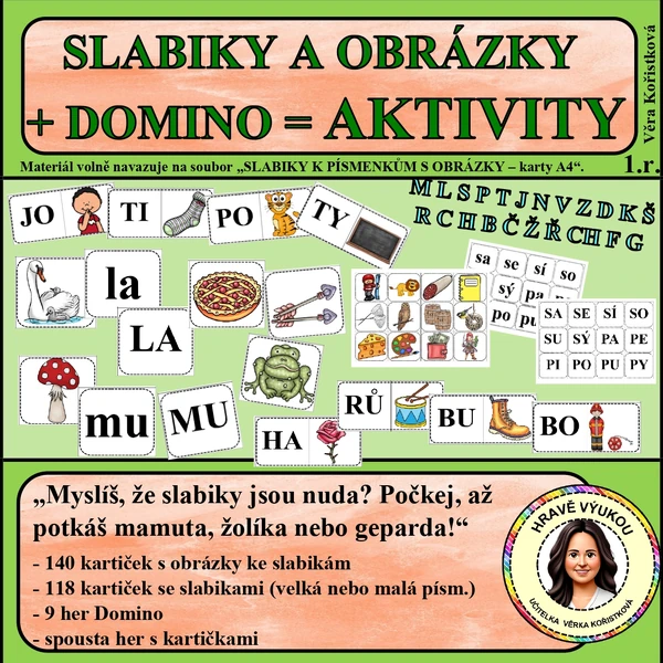 SLABIKY A OBRÁZKY + DOMINO = AKTIVITY