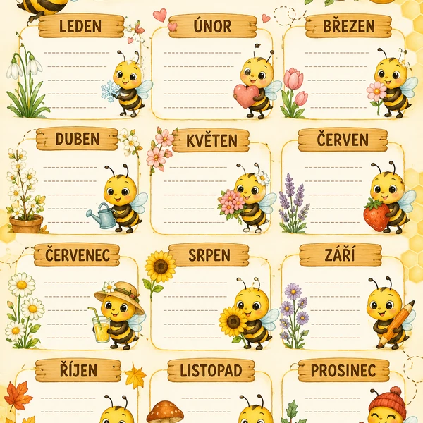 Narozeninovník s motivem včelek