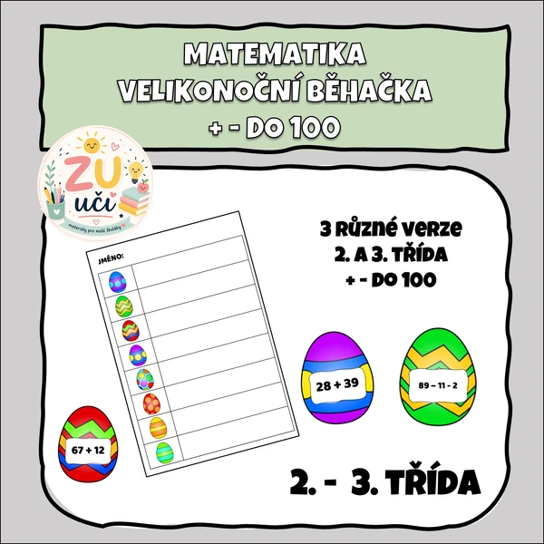 Velikonoční běhačka - Sčítání a odčítání do 100