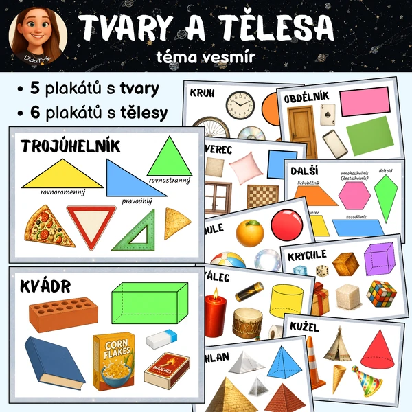 Geometrické tvary a tělesa - téma vesmír