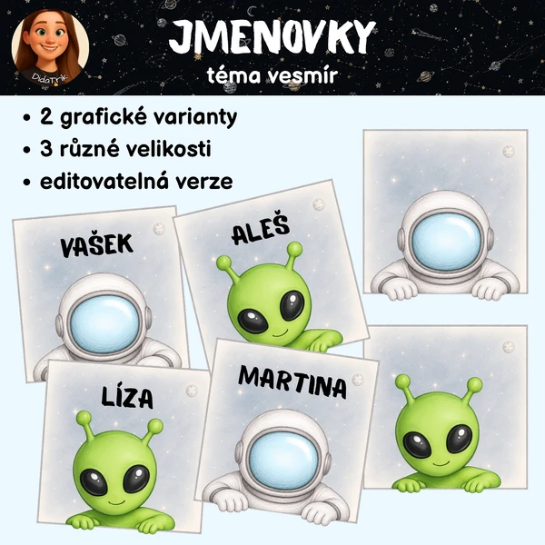 Jmenovky - téma vesmír