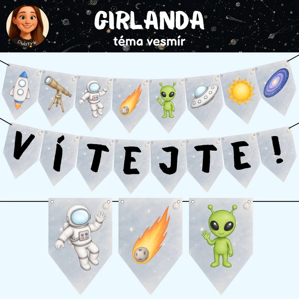 Girlanda - téma vesmír