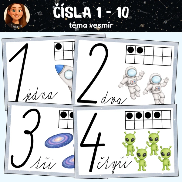 Čísla 1-10 - téma vesmír