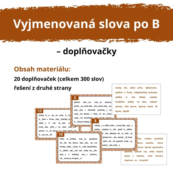 VYJMENOVANÁ SLOVA po B – doplňovačky