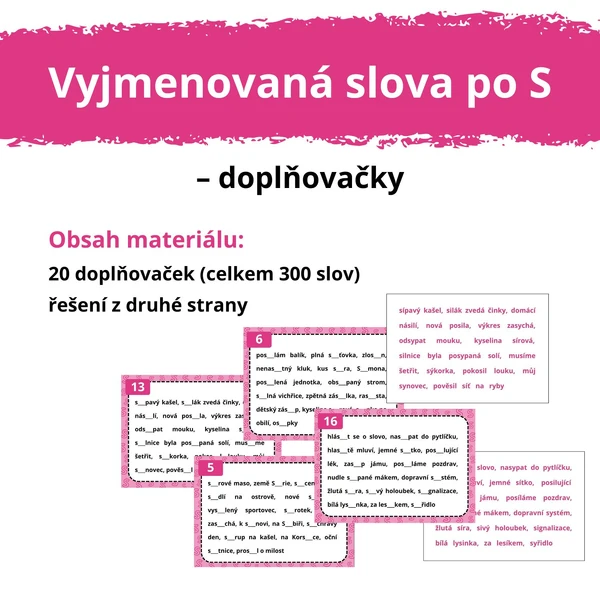 VYJMENOVANÁ SLOVA po S – doplňovačky