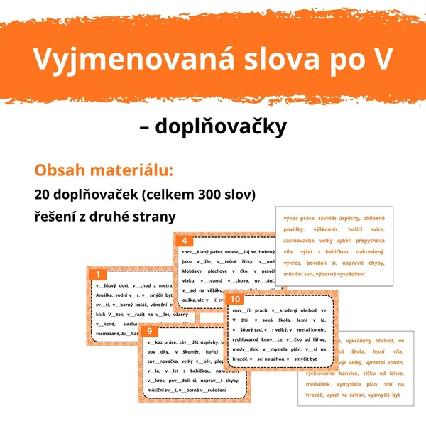 VYJMENOVANÁ SLOVA po V – doplňovačky