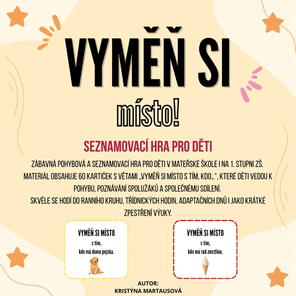 🔄 Vyměň si místo s tím, kdo… - Seznamovací hra pro děti
