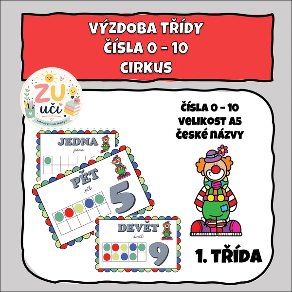 Výzdoba třídy - Čísla 0-10 - Cirkus