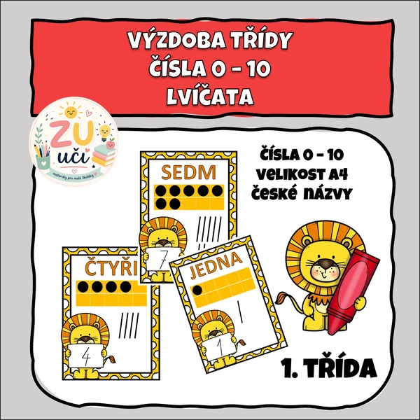 Výzdoba třídy - Čísla 1-10 - Lvíčata