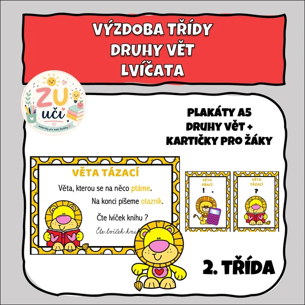 Výzdoba třídy - DRUHY VĚT s motivem lvíčat