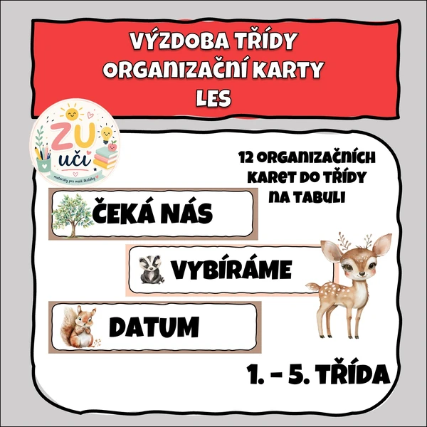 Výzdoba třídy - Organizační karty - Les