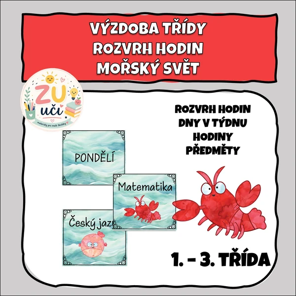 Výzdoba třídy - Rozvrh hodin - Mořský svět 