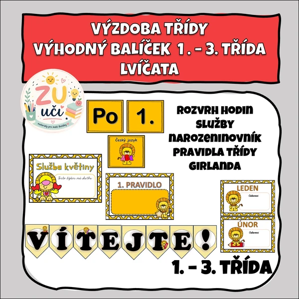 Sada 5 materiálů - Výzdoba třídy - Lvíčata