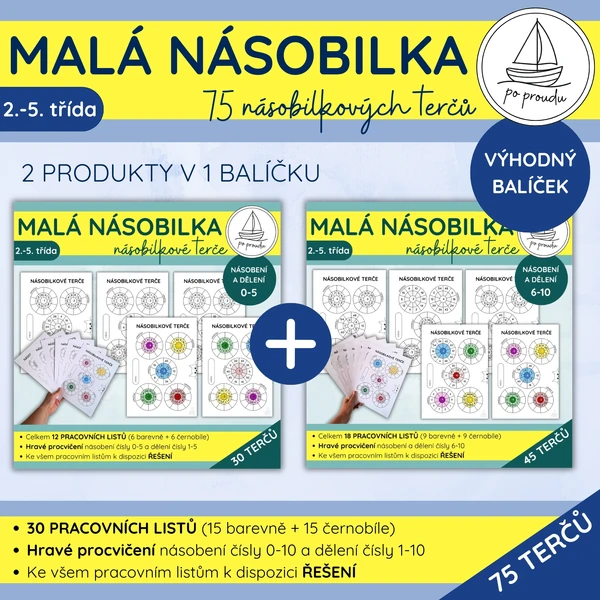 Malá násobilka | 75 násobilkových terčů