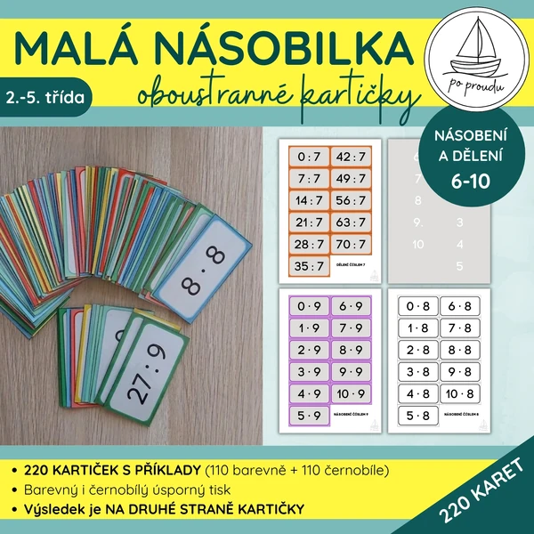 Malá násobilka (6–10) | oboustranné kartičky pro procvičování