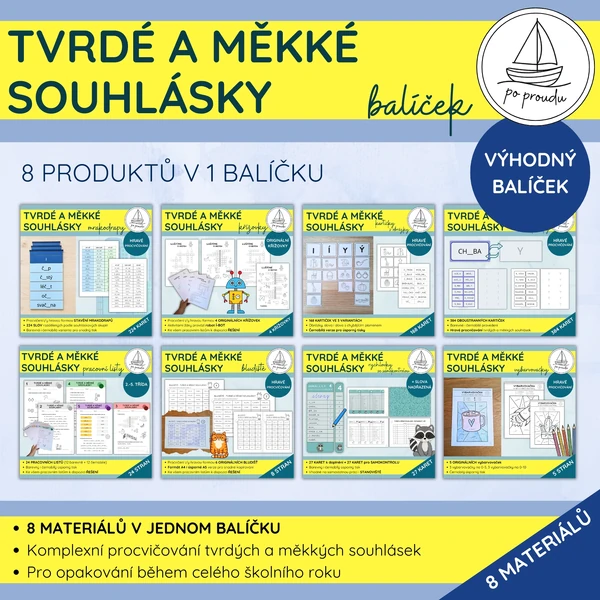 Tvrdé a měkké souhlásky | výhodný balíček 8 materiálů