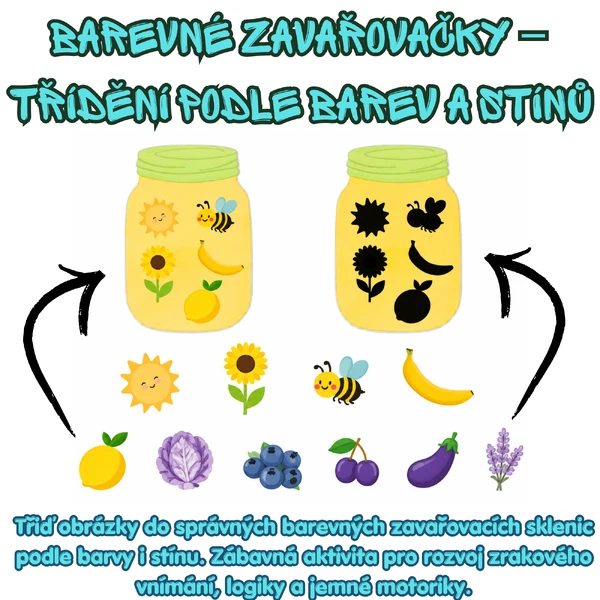 🌈 Barevné zavařovačky – třídění podle barev a stínů