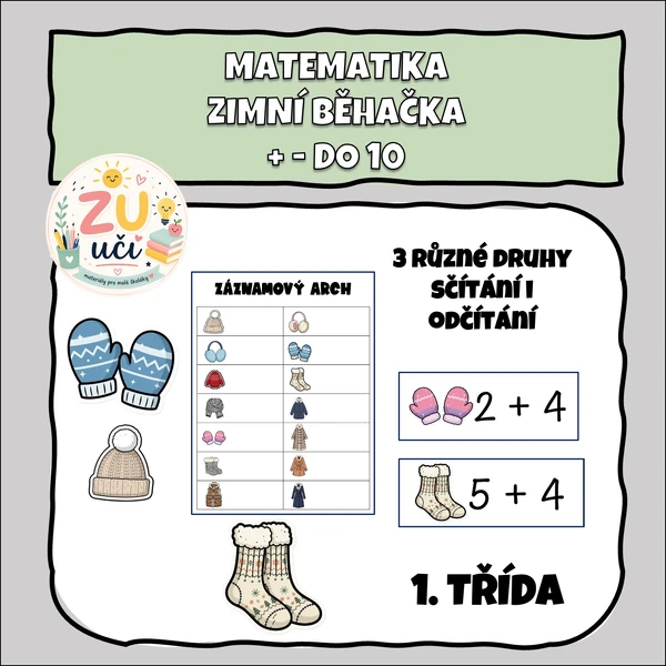 Zimní běhačka - sčítání a odčítání do 10