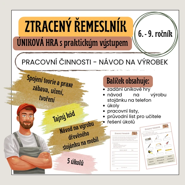 Ztracený řemeslník - Úniková hra do PRACOVNÍCH ČINNOSTÍ