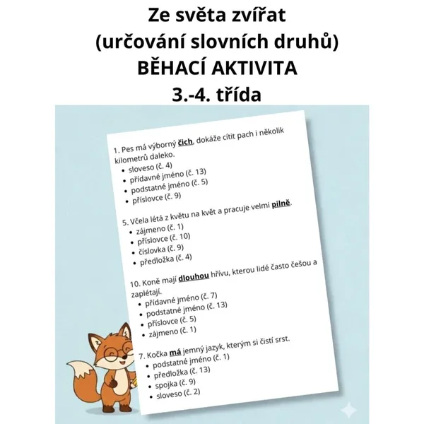 Ze světa zvířat – určování slovních druhů