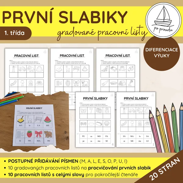 První slabiky | 20 pracovních listů pro diferencovanou výuku