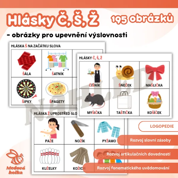 Hlásky Č, Š, Ž - obrázky pro upevnění výslovnosti