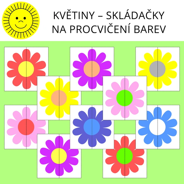 KVĚTINY – SKLÁDAČKY NA PROCVIČENÍ BAREV