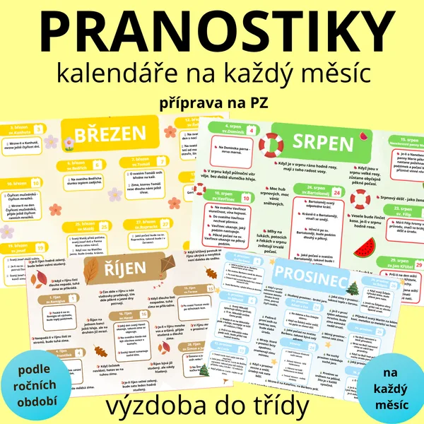 Pranostiky – kalendáře na každý měsíc