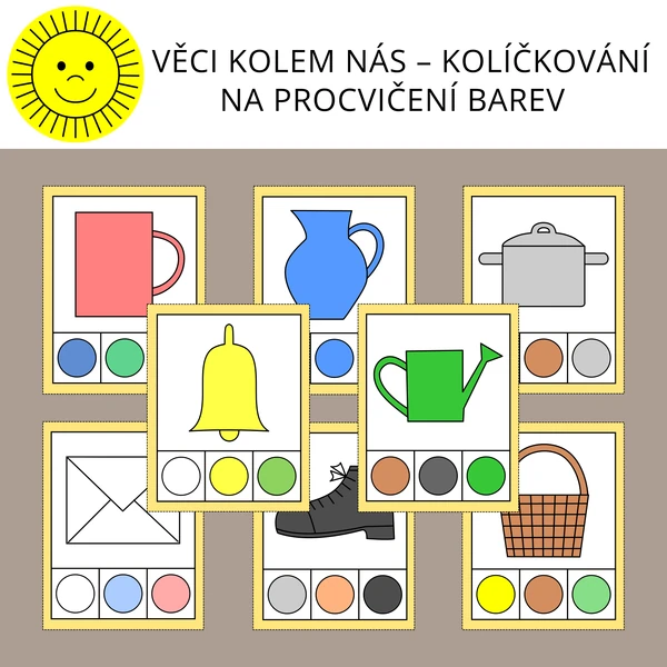 VĚCI KOLEM NÁS – KOLÍČKOVÁNÍ NA PROCVIČENÍ BAREV