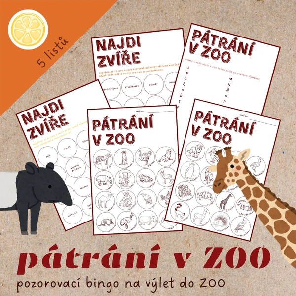 PÁTRÁNÍ V ZOO - pozorovací bingo na výlet do zoologické zahrady