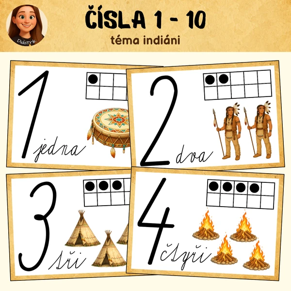 Čísla 1-10 - indiáni (plakáty)